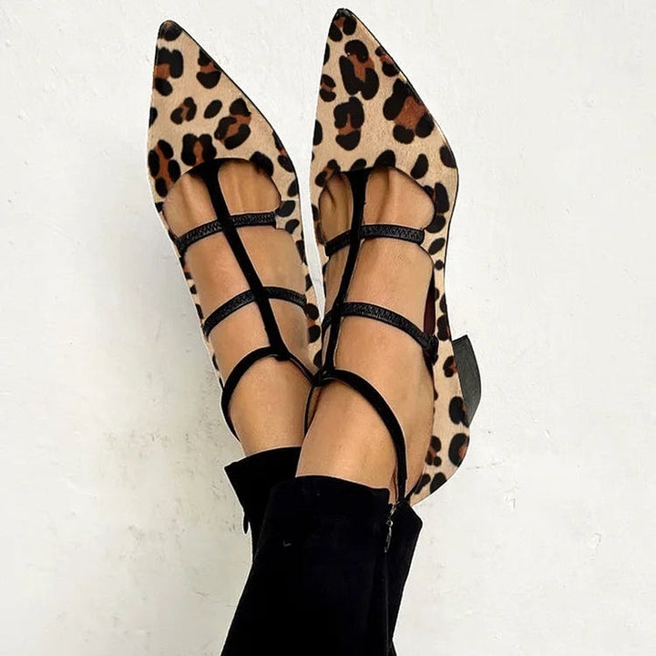 Bridget - Heeled Shoes with Leopard Strap