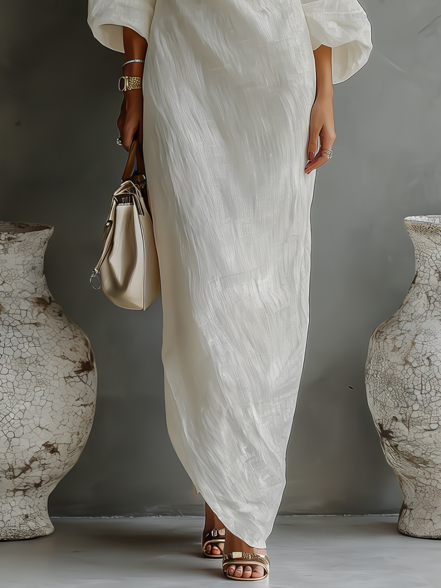 Women's Ivory White Cotton-Linen Blend