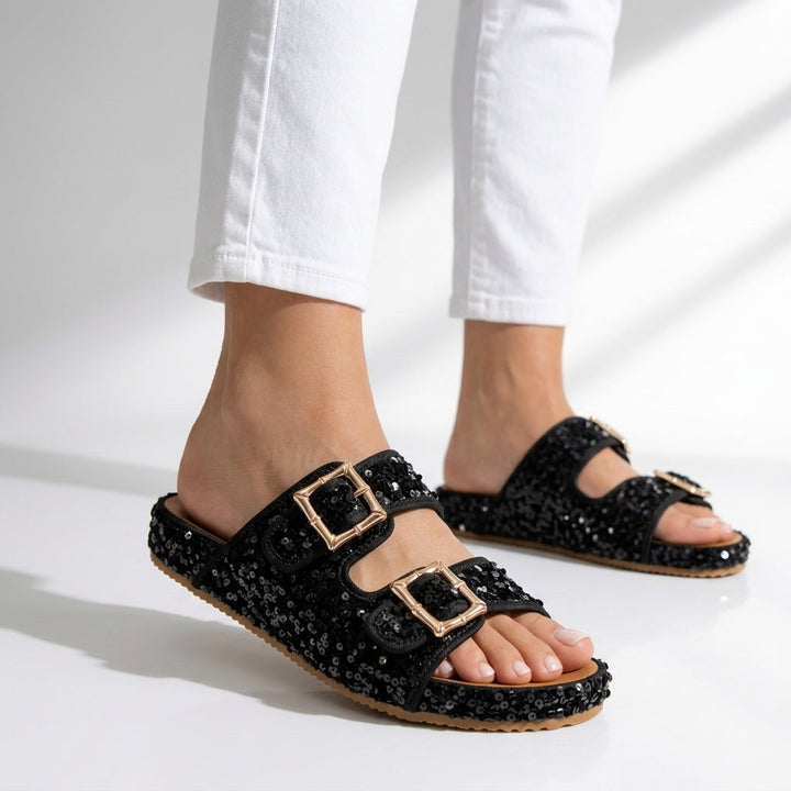 Odette Sequin Suede Sandals