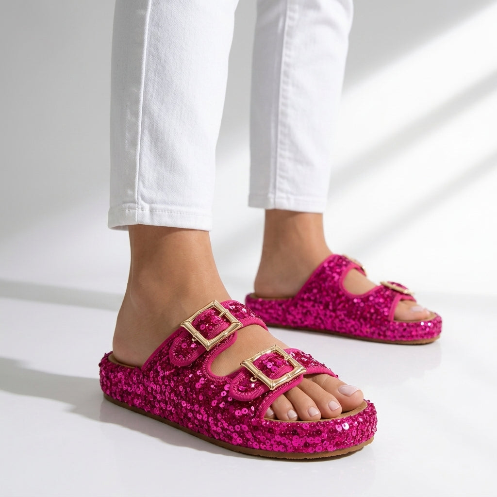 Odette Sequin Suede Sandals