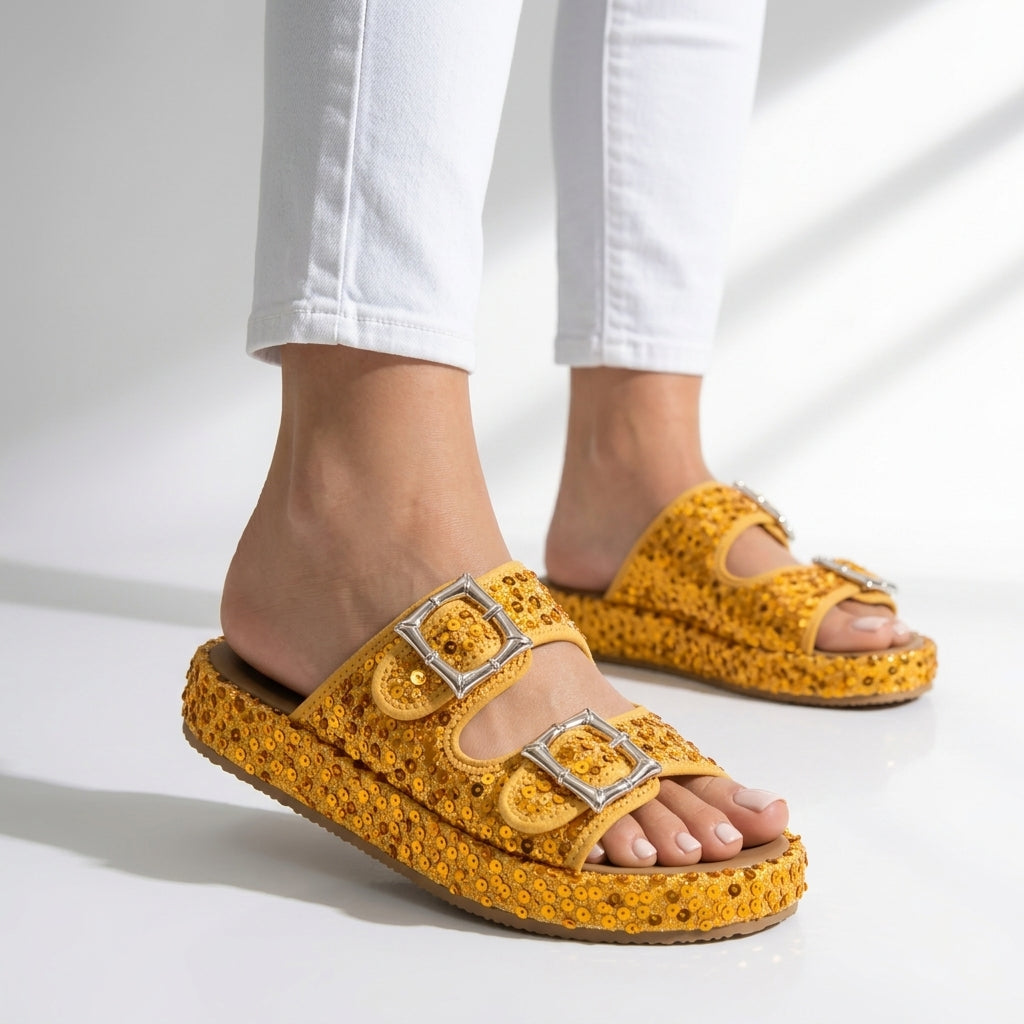 Odette Sequin Suede Sandals
