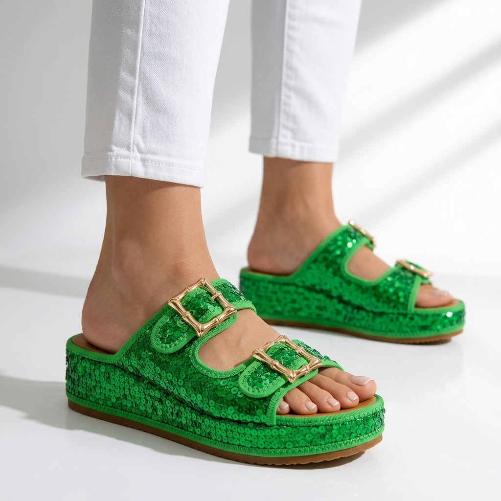 Odette Sequin Suede Sandals