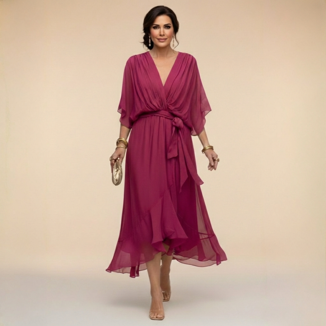 Opal™ | V-Neck Elegant Midi Dress