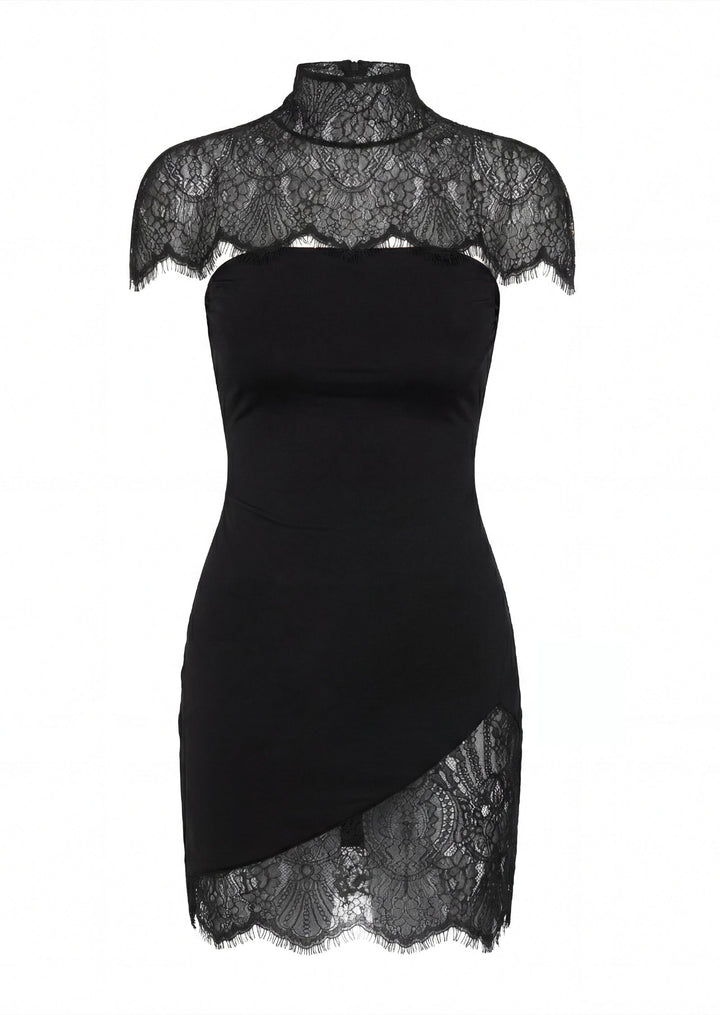 Lace Trimmed Strapless Mini Dress Set