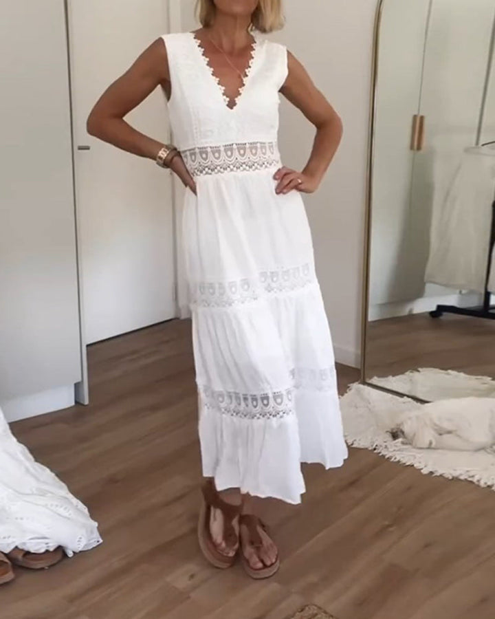 Mirna - Lace tank dress with V-neckline