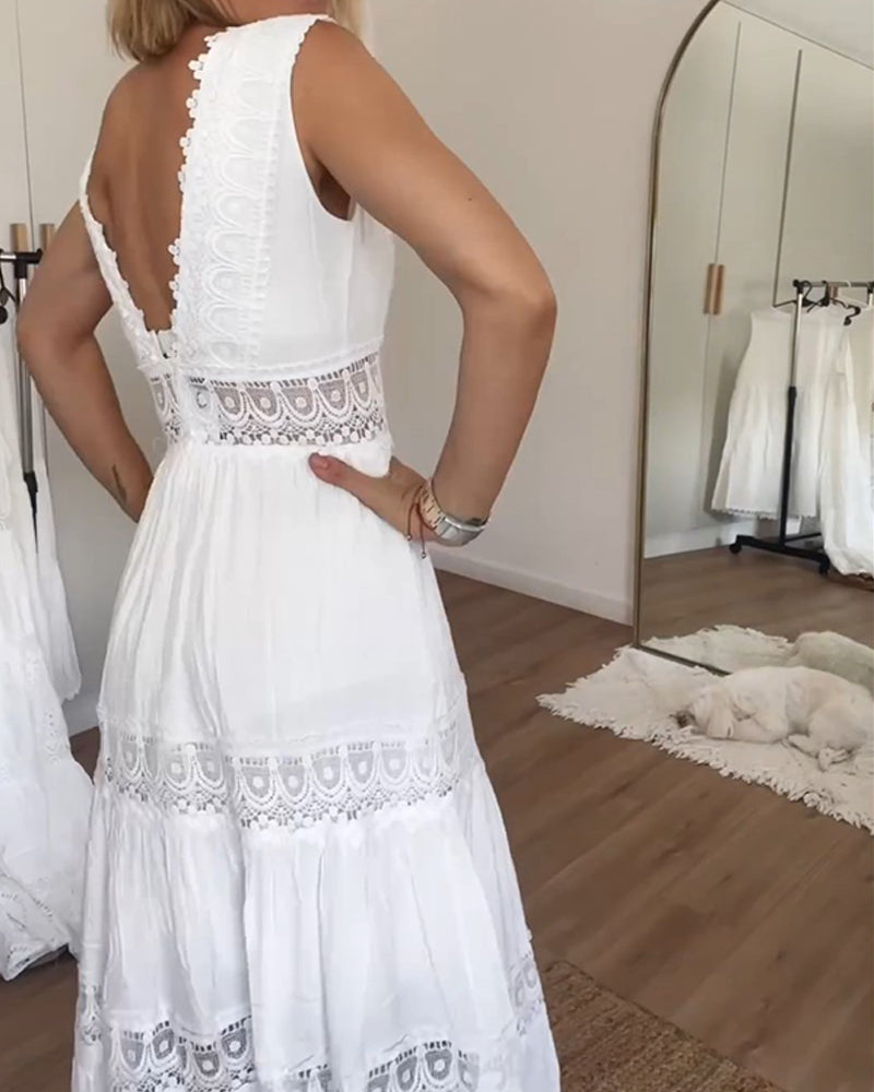 Mirna - Lace tank dress with V-neckline