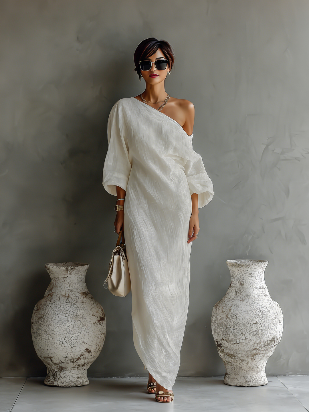 Women's Ivory White Cotton-Linen Blend