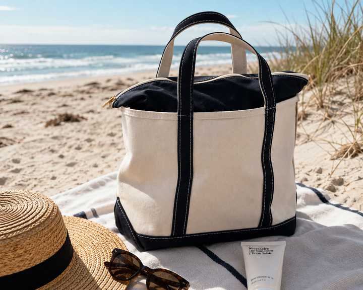 Canvas Beach Tote Bag – Zip Tote for Women