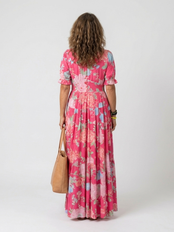 Ione – Short Sleeveless V-Neck Floral Midi Dress