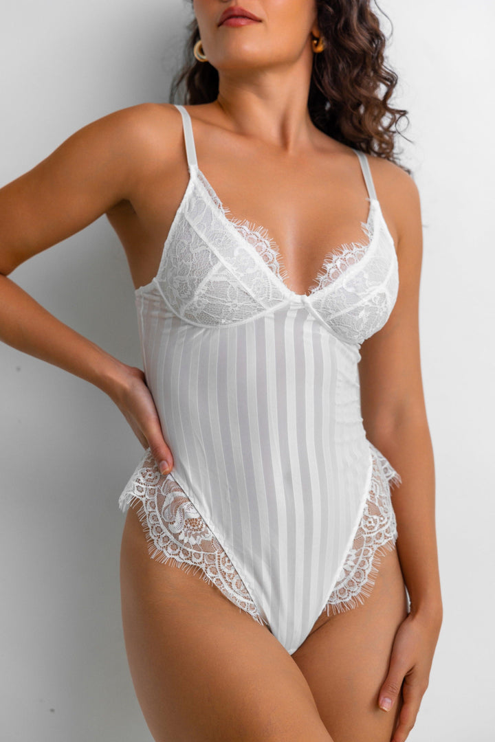 Lacy Bliss Bodysuit - White
