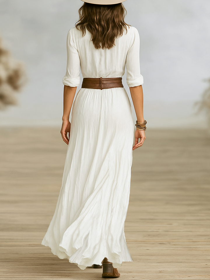 Women's Imitation Cotton And Linen Pleated Lapel