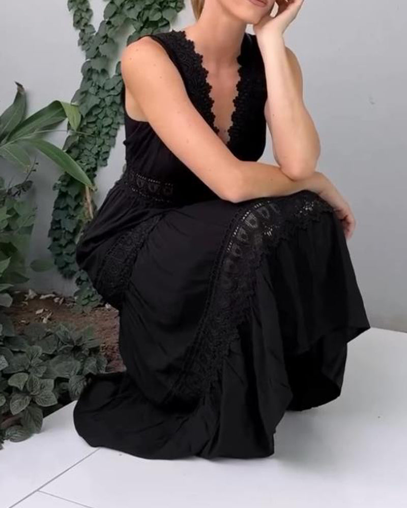 Mirna - Lace tank dress with V-neckline