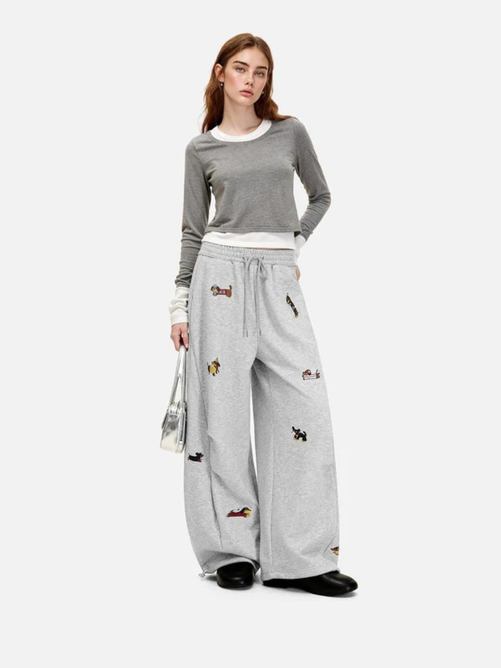The Poppy™ Embroidered Pup Barrel Sweatpants