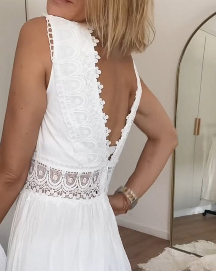 Mirna - Lace tank dress with V-neckline