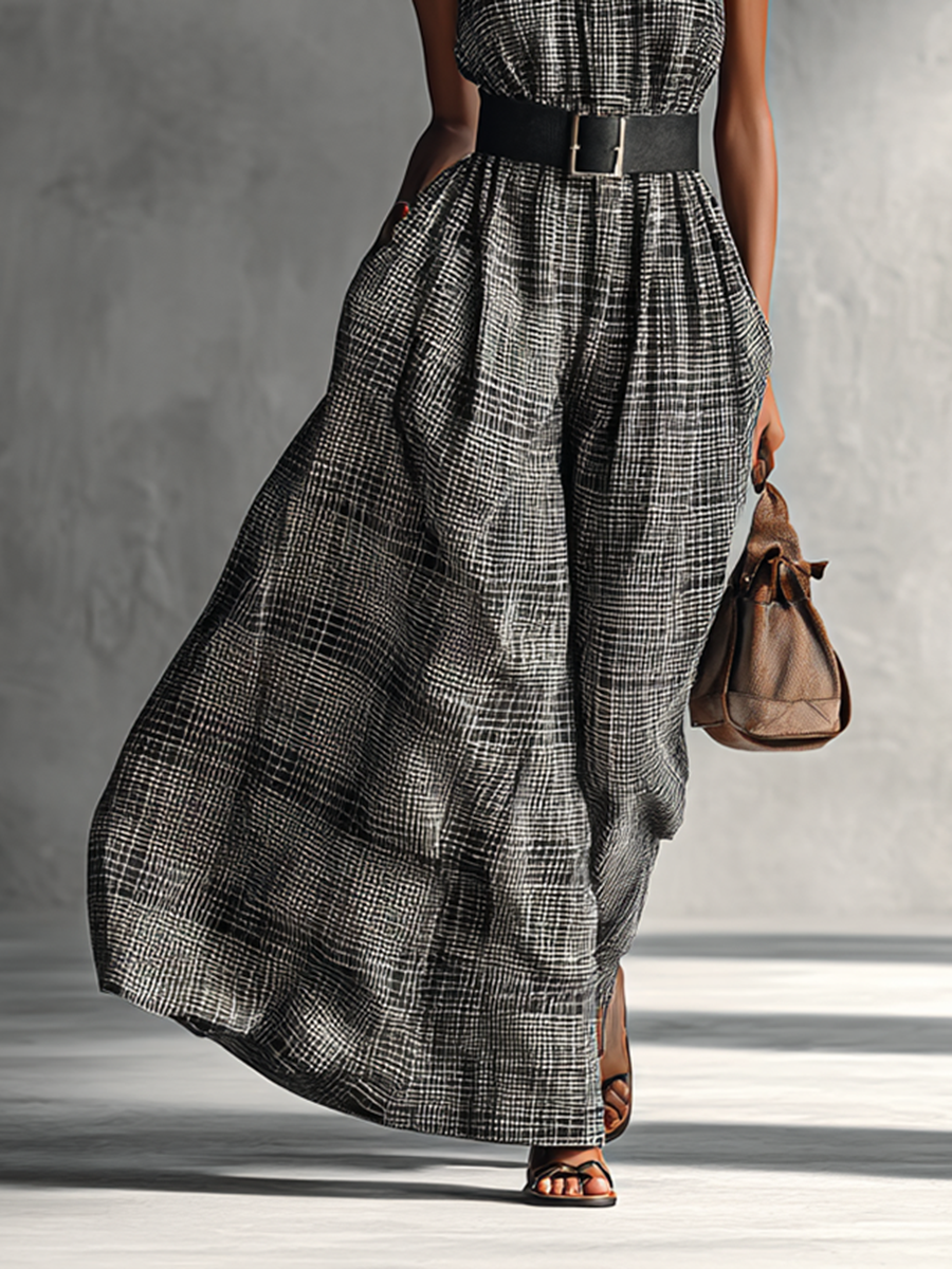 Women's Plaid High Collar Sleeveless