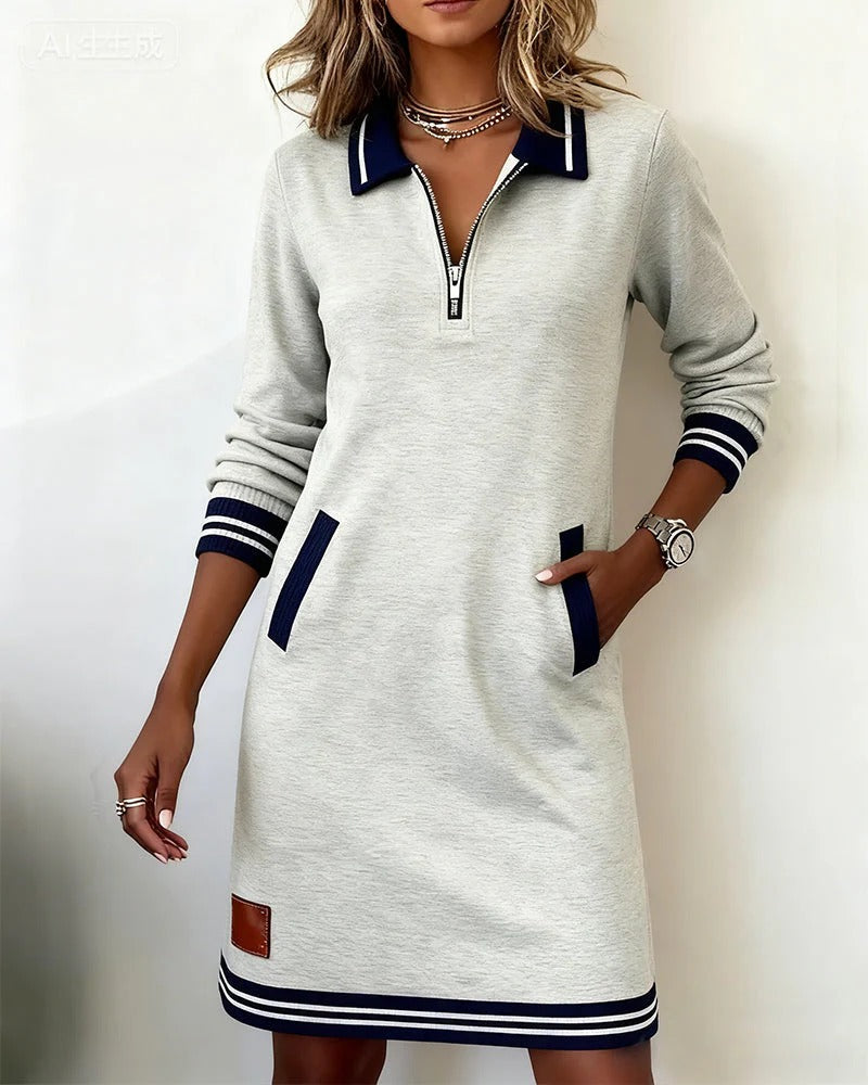 Delia | The Zip-Front Lapel Dress