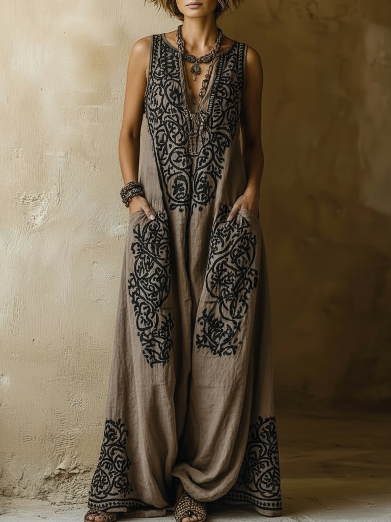 Bohemian Vintage Cotton-linen Two-piece Set