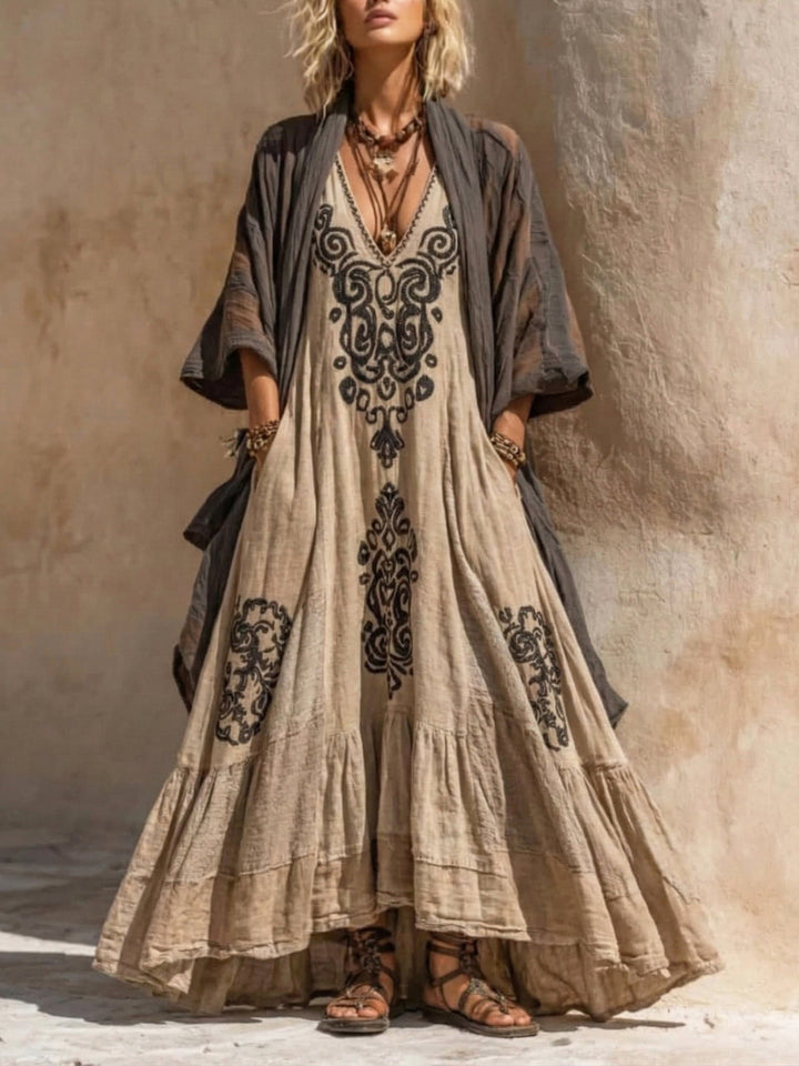 Boho Retro Linen Two-piece Set